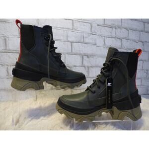 Sorel Women's Waterproof Brex Chelsea Lace Up Boots Green Black 6 NEW